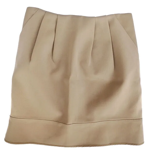 MARNI Beige Wool Mini Skirt NWT – Italian Designer Minimalist Pleated Classic
