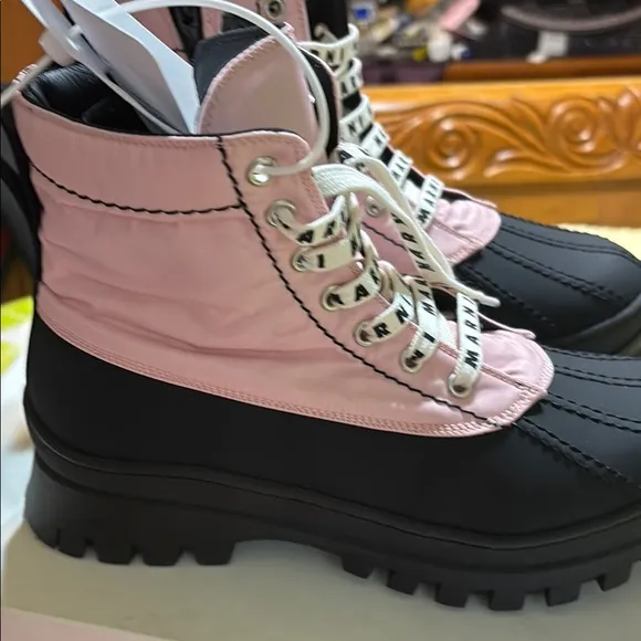 Marni Pink and Black Quilted Combat Boots