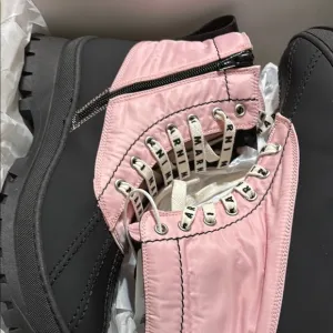 Marni Pink and Black Quilted Combat Boots