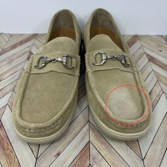 Martin Dingman Beige Suede Leather Horse Bit Dress Comfort Loafer Men’s Sz 11