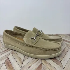Martin Dingman Beige Suede Leather Horse Bit Dress Comfort Loafer Men’s Sz 11