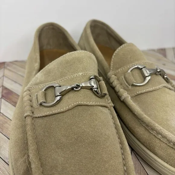 Martin Dingman Beige Suede Leather Horse Bit Dress Comfort Loafer Men’s Sz 11