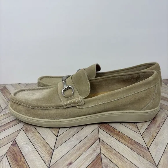 Martin Dingman Beige Suede Leather Horse Bit Dress Comfort Loafer Men’s Sz 11