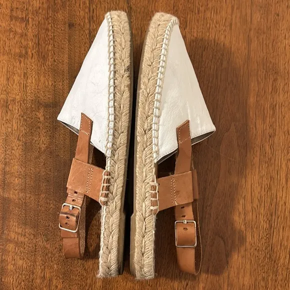 Matt Bernson Toro White LEATHER Espadrilles  Size 8