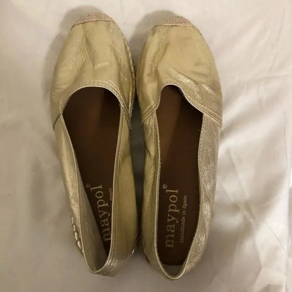 Maypol Selena gold leather espadrilles