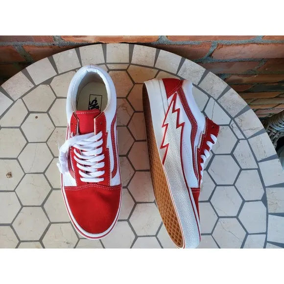 Men Size 12 VANS Old Skool Bolt Red VN0009Q56RT Rare Classic Suede