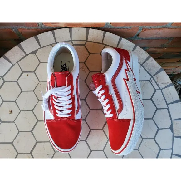 Men Size 12 VANS Old Skool Bolt Red VN0009Q56RT Rare Classic Suede