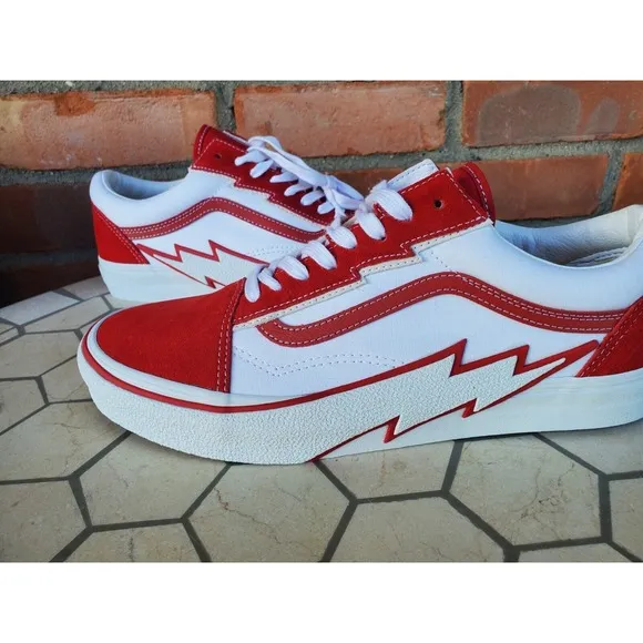 Men Size 12 VANS Old Skool Bolt Red VN0009Q56RT Rare Classic Suede