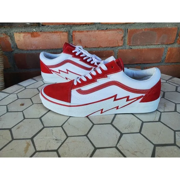 Men Size 12 VANS Old Skool Bolt Red VN0009Q56RT Rare Classic Suede