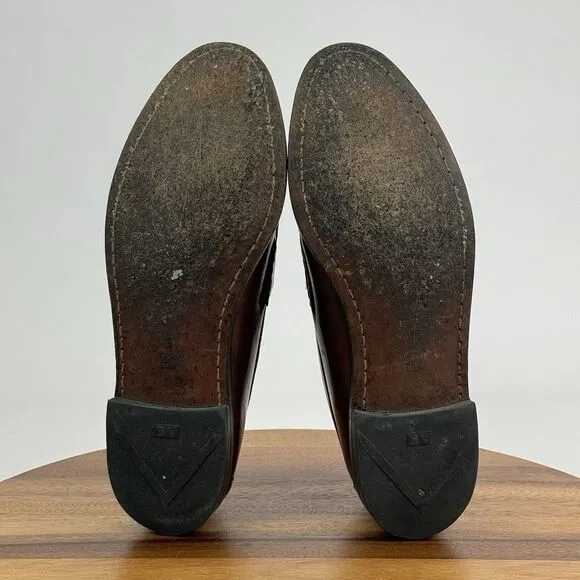 Mens Allen Edmonds Cavanaugh Brown Leather Comfort Penny Loafers Size 9.5‎ E