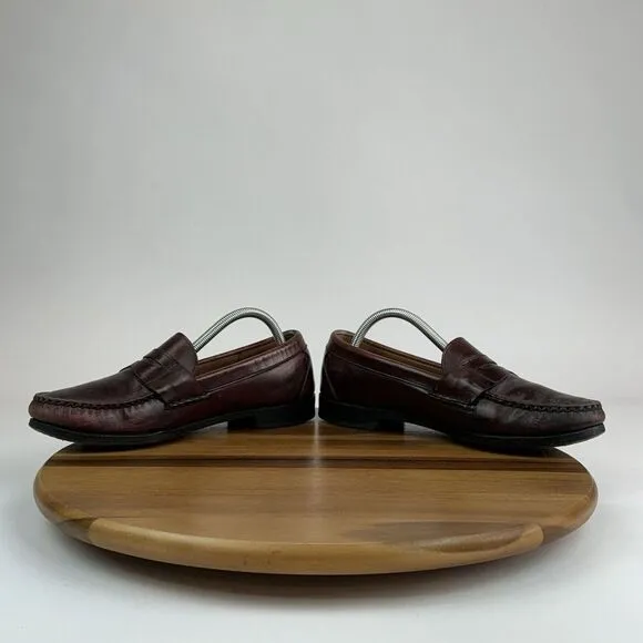 Mens Allen Edmonds Cavanaugh Brown Leather Comfort Penny Loafers Size 9.5‎ E