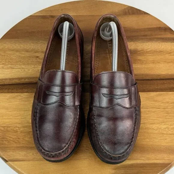 Mens Allen Edmonds Cavanaugh Brown Leather Comfort Penny Loafers Size 9.5‎ E
