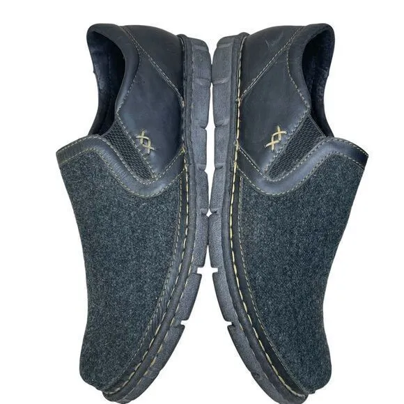 Mens Born Sawyer Gray Flannel And Leather Slip On Loafers Size 12 ‎ Comfort