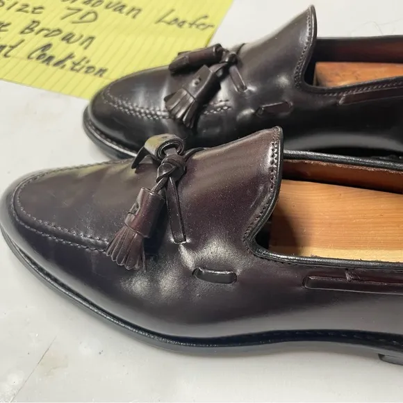Men's Brown Tassel Loafers-Shell Cordovan