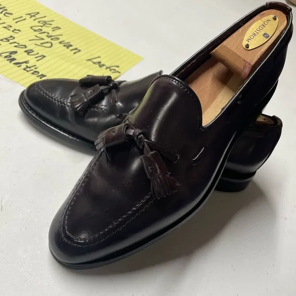 Men's Brown Tassel Loafers-Shell Cordovan