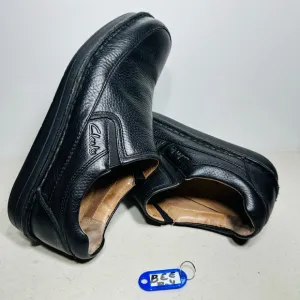 Men’s Clarks Active Air Black Pebbled Comfort Leather Slip On Loafers 8,5 Shoes