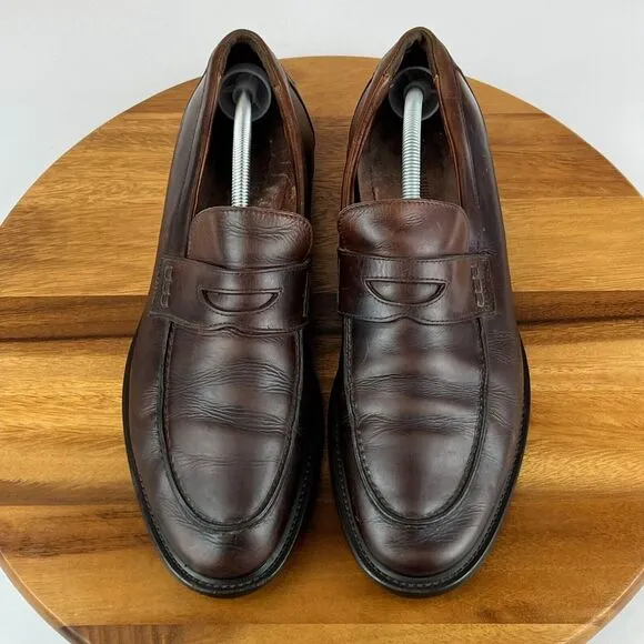 Mens‎ Johnston &amp; Murphy Brown Leather Comfort Dress Penny Loafers Shoes 11.5 M