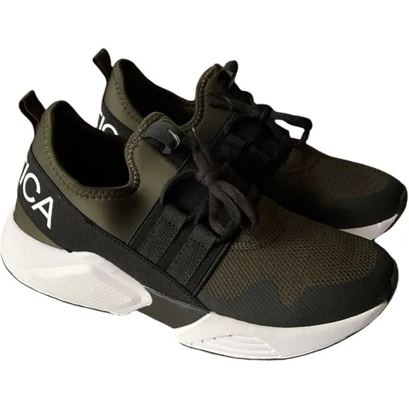 Men’s Mesh sneaker Size 8 NAUTICA NEAVE Olive/Black style EL183-4