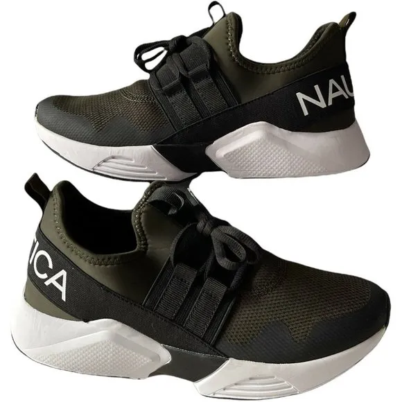 Men’s Mesh sneaker Size 8 NAUTICA NEAVE Olive/Black style EL183-4