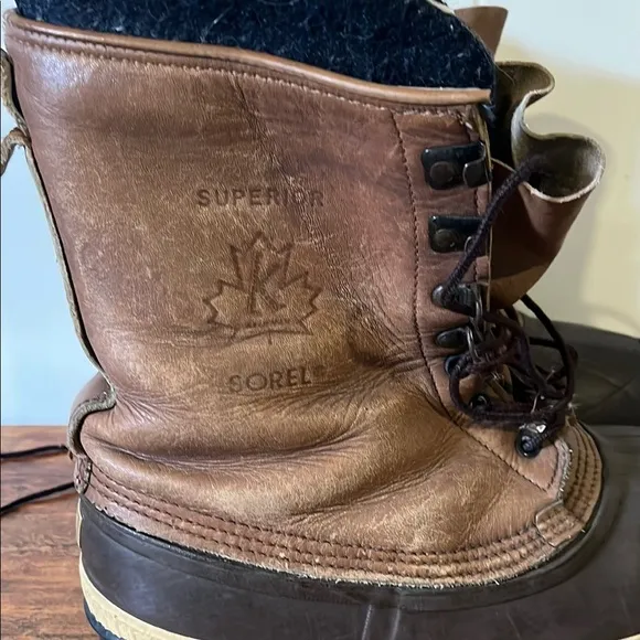 Men’s Sorel Brown Winter Boots with removable wool liner. Made in Canada