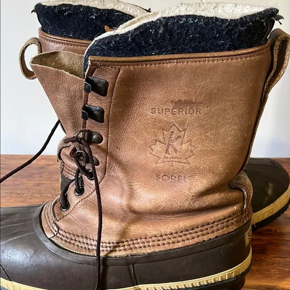 Men’s Sorel Brown Winter Boots with removable wool liner. Made in Canada