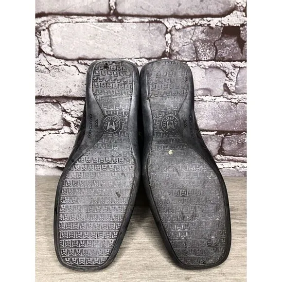 Mephisto Black Patent Leather Crocometal Croc Print Mules Shoes Women 8M US/39EU
