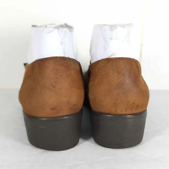 Mephisto Women's US 7 Brown Leather Slip-On Comfort Wedge Loafers