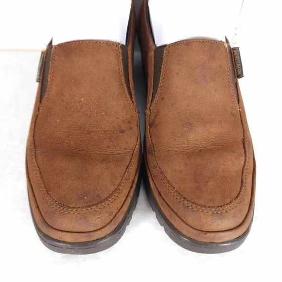 Mephisto Women's US 7 Brown Leather Slip-On Comfort Wedge Loafers