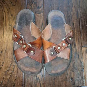 Mercanti Fiorentini Brown Leather &amp; Brass Sandals