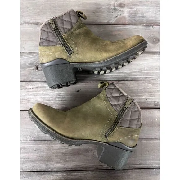 Merrell Chateau Quilted Mid Pull Waterproof Dusty Olive Boot Size 7.5