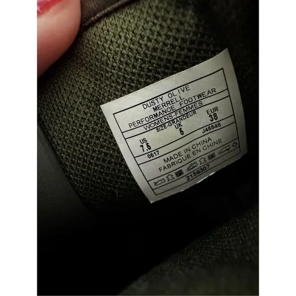Merrell Chateau Quilted Mid Pull Waterproof Dusty Olive Boot Size 7.5