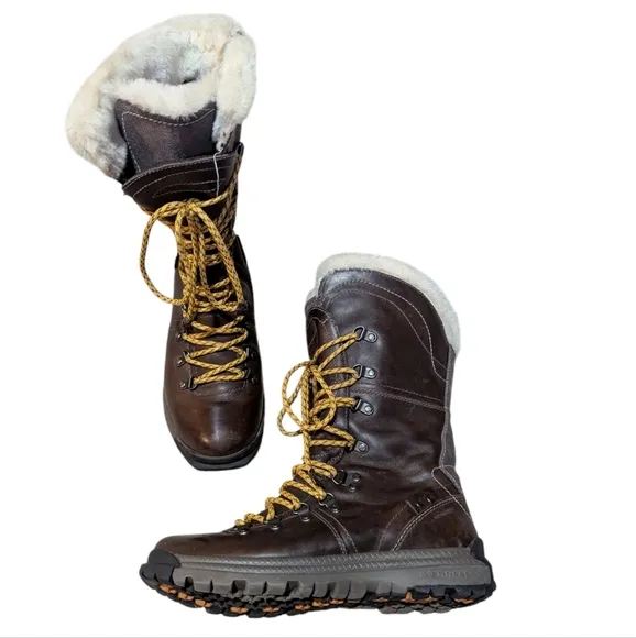 Merrell Natalya Waterproof Brown Leather Faux Fur Lace up Boots 7.5 Gorpcore