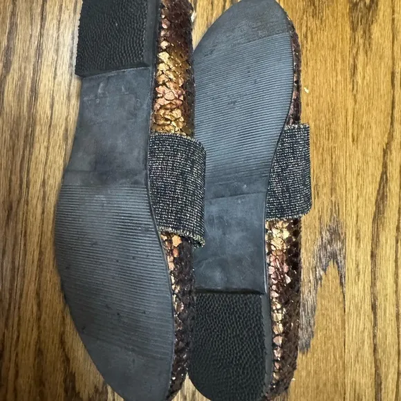 Metallic Brown and Gold Textured Flats