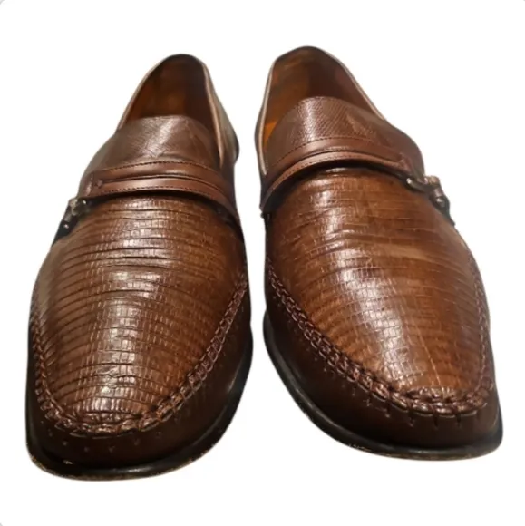 MEZLAN | Lizard Skin Horsebit Loafers / Moccasins in Brown ~ Size US 8