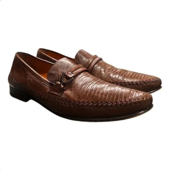 MEZLAN | Lizard Skin Horsebit Loafers / Moccasins in Brown ~ Size US 8