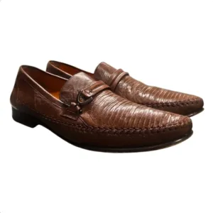 MEZLAN | Lizard Skin Horsebit Loafers / Moccasins in Brown ~ Size US 8