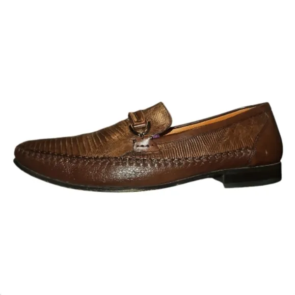 MEZLAN | Lizard Skin Horsebit Loafers / Moccasins in Brown ~ Size US 8