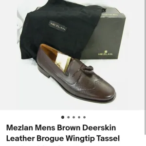 Mezlan Men's Brown Leather Wingtip Tassel Loafers