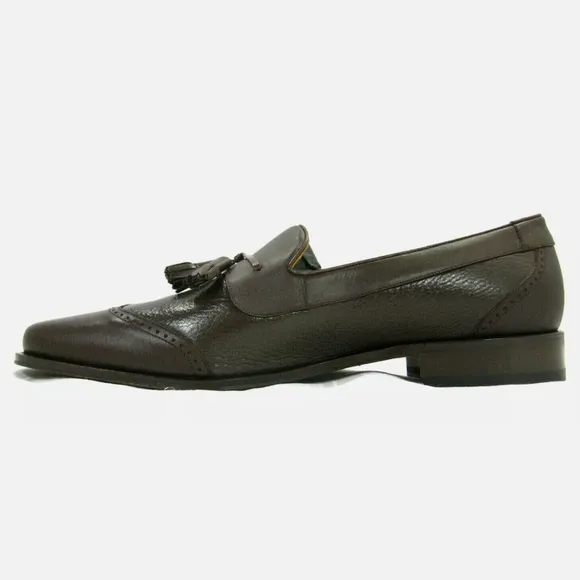Mezlan Men's Brown Leather Wingtip Tassel Loafers