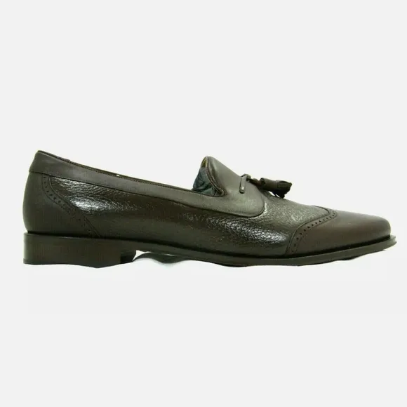 Mezlan Men's Brown Leather Wingtip Tassel Loafers