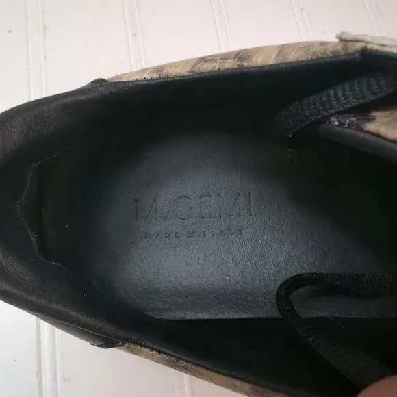 M.Gemi Snake Print Leather Low Top Fashion Sneaker 40