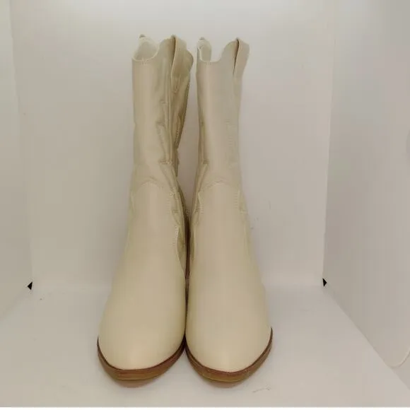 MIA Dawson White Quilted Cowgirl Boots - Women's Size 8