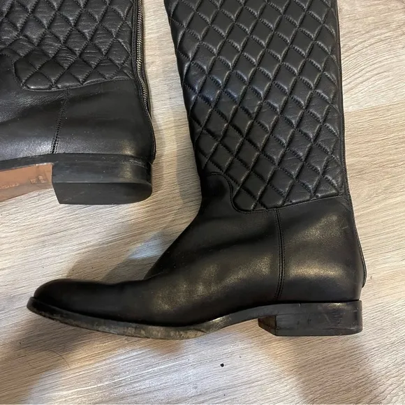 Michael Kors black quilted leather riding boots 37.5