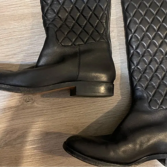 Michael Kors black quilted leather riding boots 37.5