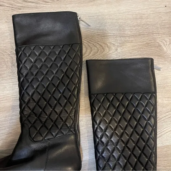 Michael Kors black quilted leather riding boots 37.5