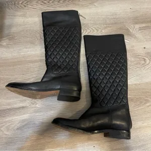 Michael Kors black quilted leather riding boots 37.5