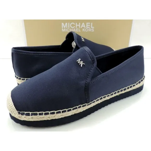 Michael Kors Hastings Slip On Espadrille Flat Admiral Navy Canvas