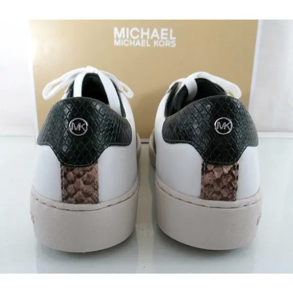 Michael Kors Irving Stripe Lace Up Designer Sneakers Optic White Multi Size 9
