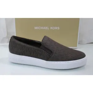 Michael Kors Keaton Slip On Sneakers MK Signature Brown Size 7.5 Floor Model