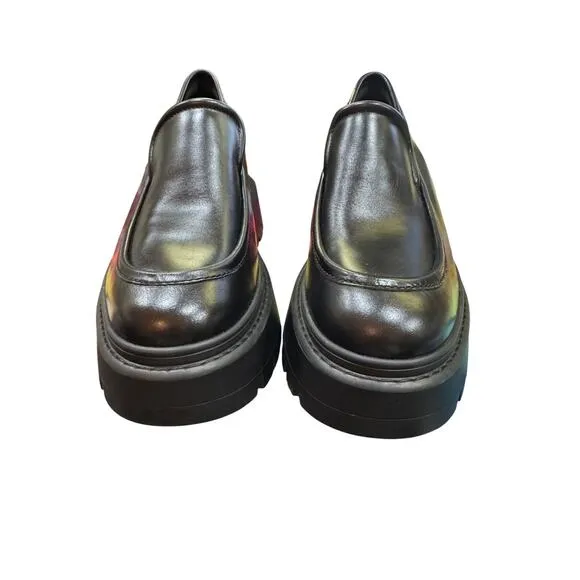 Michael Kors Shiloh Leather Chunky Loafers Platform Slip On Black Size 11